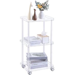 AQUIVER Acrylic Utility Rolling Cart - Multifunction Storage Rolling Cart for Kitchen, Bathroom, Living Room, Office - 15.5'' L x 11.6'' W x 30'' H