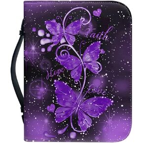 Talayituse Bird Flower Print Faux Leather Bible Cover for Men Women Be Strong and Let Your Heart Take Courage Christian Bible Case with Handle Carrying Book Case Protector Bible Tote Handbag, M