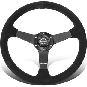 NRG Innovations RST-037MB-S 3-Spoke Suede Wrapped 350mm Steering Wheel,6X70mm Bolt Pattern,Matte Black