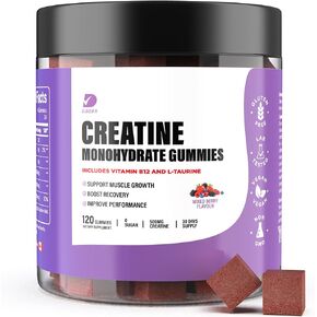 Creatine Gummies - Creatine Monohydrate Gummies for Men & Women - 5g of Creatine Monohydrate per Serving- Increase Focus, Strength, Endurance -Build Muscle, Sugar Free,Vegan, Non-GMO 120 Ct