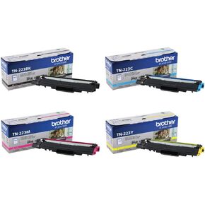 Brother Genuine TN223BK, TN223C, TN223M, TN223Y Standard Yield Black/Cyan/Magenta/Yellow Toner Cartridge Set, TN223