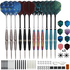 Darts Metal Tip Set - Steel Tip Darts Darts Set Professional Metal Darts 12 pcs 21 Grams Pro Dart Set with Rings Nylon Aluminum Shafts 24 Flights Darts Tool in Kuwait