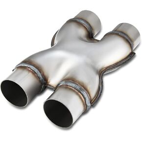 AUTOSAVER88 2.25 Inch Exhaust X Pipe, 2.25" Dual Inlet/Outlet 12" Long Stainless Steel Universal Exhaust Pipe Adapter Connector for Smoother Exhaust, Dual 2 1/4 Inch Crossover X Pipe, Weld-On