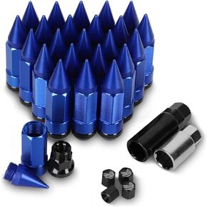 M14X1.5 Spikes Lug Nuts, 24PCS Anti Theft Wheel Lug Nut with 2PCS Socket（Black）