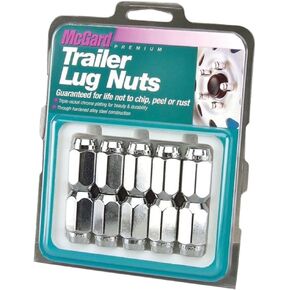 MCGARD 74043 Chrome Cone Seat Style Trailer Lug Nut Set (1/2"- 20 Thread Size) - Set of 10