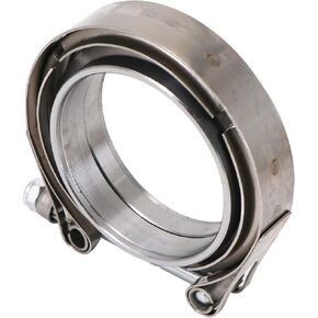 2.5" Stainless Steel V-Band Bolt Clamp with 2 Pcs Male Female Flanges Kit for Turbo Exhaust Downpipes