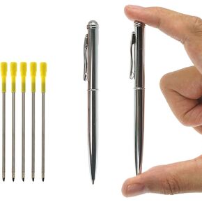 2-Pack Mini Pens with 5 Pen Refills & Pen Pouch - Rotating Refill Mechanism Metal Pocket Pen,Only 100mm in Size EDC Retractable Pens for Note Taking,Perfect Gifts for Students From Teachers