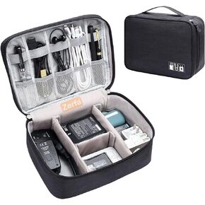 Electronics Accessories Organizer Bag, Universal Travel Gadget Bag For Cables, Plugs, Chargers, And Ore, Ideal Size For Pad, Phone, And Hard Disk (24.5Cm X 10Cm X 18.5Cm) M Black