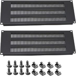 1U 2U 3U Blank Rack Mount Panel, Spacer Black Rack Mount Cover Support bar for Enclosure Network Cabinet Cable Management Bar Slot (Vented 1U 5PCS)