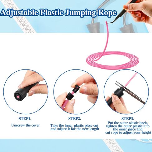 32 قطعة من حبال القفز البلاستيكية للياقة البدنية بطول 9.2 قدم، حبل تخطي قابل للتعديل متعدد الاستخدامات، حبل سرعة غير قابل للكسر مع مقابض بلاستيكية للنساء والرجال والأطفال، تدريب التحمل وتمارين القلب in Kuwait