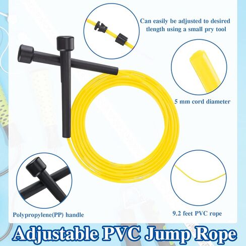 32 قطعة من حبال القفز البلاستيكية للياقة البدنية بطول 9.2 قدم، حبل تخطي قابل للتعديل متعدد الاستخدامات، حبل سرعة غير قابل للكسر مع مقابض بلاستيكية للنساء والرجال والأطفال، تدريب التحمل وتمارين القلب in Kuwait
