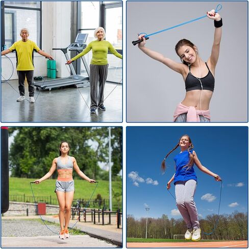 32 قطعة من حبال القفز البلاستيكية للياقة البدنية بطول 9.2 قدم، حبل تخطي قابل للتعديل متعدد الاستخدامات، حبل سرعة غير قابل للكسر مع مقابض بلاستيكية للنساء والرجال والأطفال، تدريب التحمل وتمارين القلب in Kuwait