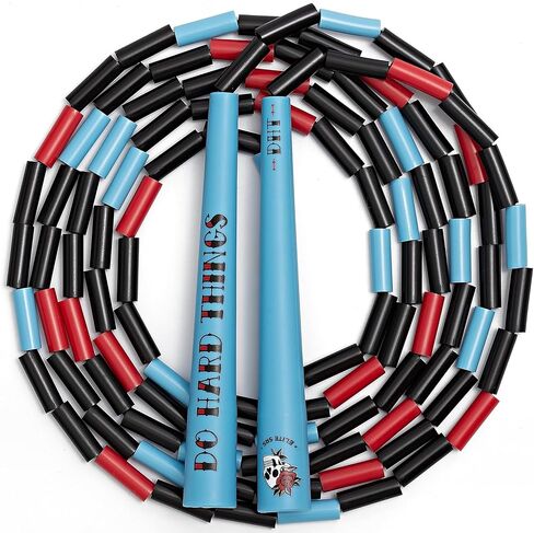 حبل القفز المطرز من EliteSRS Do Hard Things للياقة البدنية - مقابض حافة غير قابلة للكسر مقاس 6.5 بوصة - خالية من التشابك وقابلة للتعديل - تمرين كامل الجسم - خرز بلاستيكي مقاوم للكسر - حبل القفز مطرز داخلي/خارجي in Kuwait