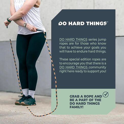 حبل القفز المطرز من EliteSRS Do Hard Things للياقة البدنية - مقابض حافة غير قابلة للكسر مقاس 6.5 بوصة - خالية من التشابك وقابلة للتعديل - تمرين كامل الجسم - خرز بلاستيكي مقاوم للكسر - حبل القفز مطرز داخلي/خارجي in Kuwait