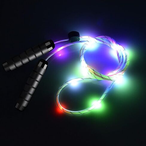 حبل القفز LED، حبل القفز المضيء، حبل القفز المتغير اللون لعرض الضوء، قابل للشحن عبر USB، مقبض إسفنجي مريح، متعدد الألوان، حجم عالمي للأطفال والكبار in Kuwait