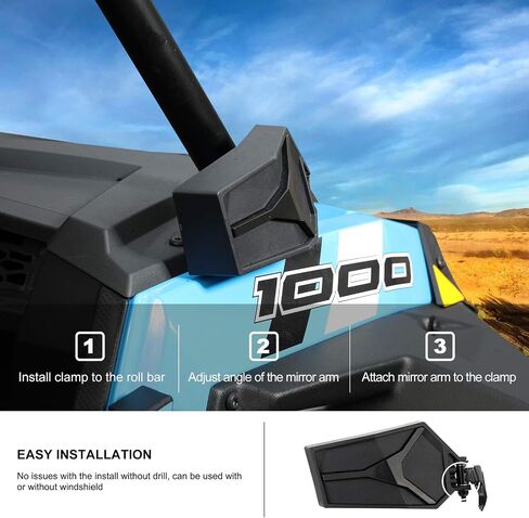 KIWI MASTER Side Mirrors Compatible for 2014-2023 Polaris RZR XP 1000 4 S 900 Turbo Trail Accessories Adjustable Folding Rear View Racing Mirror 2881198 in Saudi Arabia