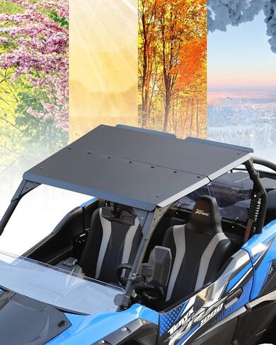 KRX 1000 سقف ألومنيوم علوي، A & UTV PRO خفيف الوزن مكون من قطعتين غطاء واقي من الشمس للسقف الصلب لعام 2020 2021 2022 2023 ملحقات Kawasaki Teryx KRX 1000، طلاء مسحوق مقاوم للأشعة فوق البنفسجية لسقف UTV، أسود in Kuwait