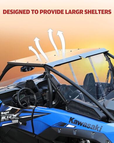 KRX 1000 سقف ألومنيوم علوي، A & UTV PRO خفيف الوزن مكون من قطعتين غطاء واقي من الشمس للسقف الصلب لعام 2020 2021 2022 2023 ملحقات Kawasaki Teryx KRX 1000، طلاء مسحوق مقاوم للأشعة فوق البنفسجية لسقف UTV، أسود in Kuwait