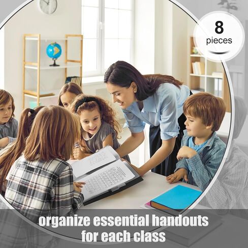 8 قطع 10 مجلدات جيوب من البلاستيك القوي متعدد الجيوب مجلد بحجم حرف ورقي منظم مشروع المستندات للمدرسة والمكتب واجتماعات العمل (أسود) in Kuwait