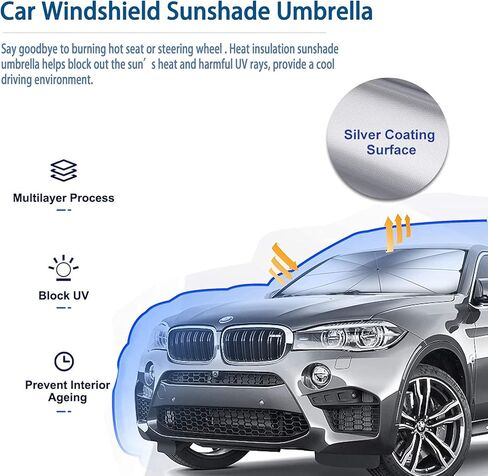 PURSUEwinnieindustries Car Windshield Sunshade Umbrella Foldable Car Sun Visor Front Window Sun Shade Cover Block UV Rays and Keeps Cars Cool in Kuwait