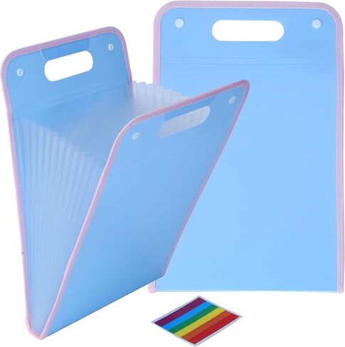 Portable Vertical Expanding Accordion Folder with 13 Pockets, Large Capacity File Organizer Bag A4 Letter Size (Pink) in Saudi Arabia