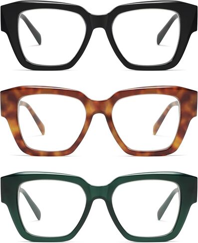 نظارات قراءة مربعة عصرية من أمموما للنساء، قارئات كمبيوتر للسيدات تحجب الضوء الأزرق بإطار أسود AM6091 in Kuwait