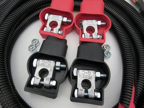 صنع في الولايات المتحدة الأمريكية مجموعة كابلات البطارية المخصصة المتوافقة/البديلة لسيارة Ford Superduty F250/F350/Excursion 1999-2003 7.3L Powerstroke 2/0 - نهاية مستقيمة لبدء ما بعد البيع. الأصل 2298/ق in Kuwait