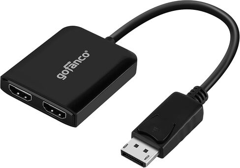 gofanco DisplayPort 1.4 MST Hub إلى 2 منفذ HDMI يعرض - DP إلى شاشات HDMI المزدوجة، وضع العرض الممتد، حتى 4K @60 هرتز، لأجهزة الكمبيوتر التي تعمل بنظام Windows، غير متوافق مع نظام التشغيل Mac OS (DP14MST2HDv2) in Kuwait