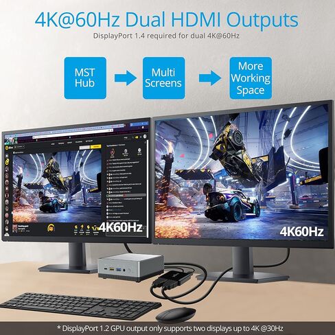 gofanco DisplayPort 1.4 MST Hub إلى 2 منفذ HDMI يعرض - DP إلى شاشات HDMI المزدوجة، وضع العرض الممتد، حتى 4K @60 هرتز، لأجهزة الكمبيوتر التي تعمل بنظام Windows، غير متوافق مع نظام التشغيل Mac OS (DP14MST2HDv2) in Kuwait
