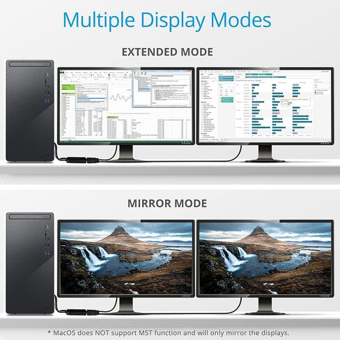 gofanco DisplayPort 1.4 MST Hub إلى 2 منفذ HDMI يعرض - DP إلى شاشات HDMI المزدوجة، وضع العرض الممتد، حتى 4K @60 هرتز، لأجهزة الكمبيوتر التي تعمل بنظام Windows، غير متوافق مع نظام التشغيل Mac OS (DP14MST2HDv2) in Kuwait