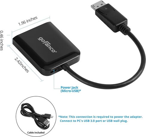 gofanco DisplayPort 1.4 MST Hub إلى 2 منفذ HDMI يعرض - DP إلى شاشات HDMI المزدوجة، وضع العرض الممتد، حتى 4K @60 هرتز، لأجهزة الكمبيوتر التي تعمل بنظام Windows، غير متوافق مع نظام التشغيل Mac OS (DP14MST2HDv2) in Kuwait