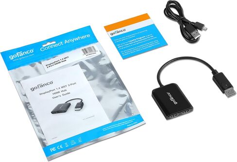 gofanco DisplayPort 1.4 MST Hub إلى 2 منفذ HDMI يعرض - DP إلى شاشات HDMI المزدوجة، وضع العرض الممتد، حتى 4K @60 هرتز، لأجهزة الكمبيوتر التي تعمل بنظام Windows، غير متوافق مع نظام التشغيل Mac OS (DP14MST2HDv2) in Kuwait