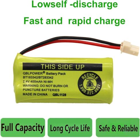 بطارية BT-183342 BT-283342 BT-166342 BT-266342 BT-162342 BT-262342 متوافقة مع هاتف CS6114 CS6419 CS6719 EL52300 CL80111 اللاسلكي (عبوة من 4) in Kuwait