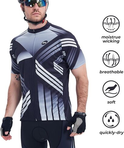 قميص رجالي لركوب الدراجات من Sponeed بأكمام قصيرة وسحاب كامل لركوب الدراجات على الطرق in Kuwait