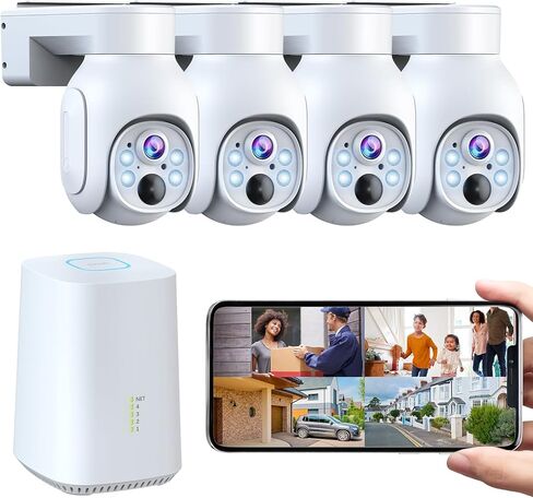 Camcamp 4MP Wireless PTZ Security Camera System, 360° Wireless Battery Camera System with Base Station, Support HDMI Output, 2-Way Audio, Motion Alert, Indoor Outdoor Home Surveillance in Kuwait