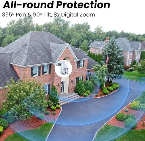 Camcamp 4MP Wireless PTZ Security Camera System, 360° Wireless Battery Camera System with Base Station, Support HDMI Output, 2-Way Audio, Motion Alert, Indoor Outdoor Home Surveillance in Kuwait