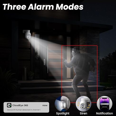 Camcamp 4MP Wireless PTZ Security Camera System, 360° Wireless Battery Camera System with Base Station, Support HDMI Output, 2-Way Audio, Motion Alert, Indoor Outdoor Home Surveillance in Kuwait