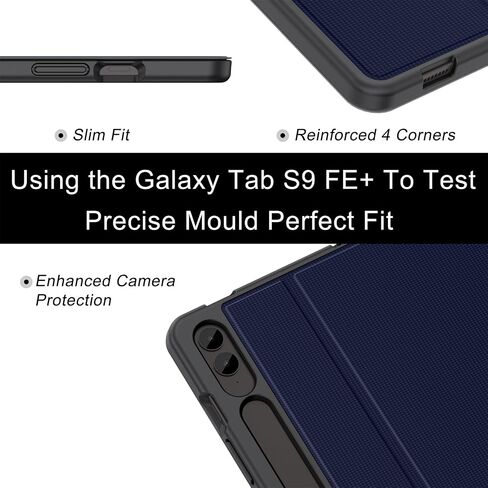 حافظة Soke Galaxy Tab S9 Plus/S9 FE+ Plus مع حامل قلم S [SM-X610/X616B/X810/X816B/X818U] - حافظة قابلة للطي ذكية مقاومة للصدمات، غطاء خلفي ناعم من مادة TPU لجهاز Samsung Galaxy Tablet S9+ 12.4 بوصة، أسود in Kuwait