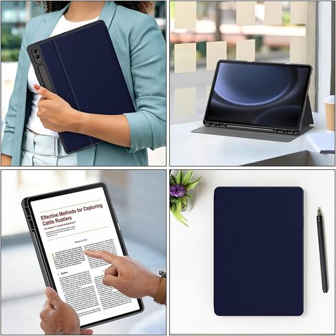 حافظة Soke Galaxy Tab S9 Plus/S9 FE+ Plus مع حامل قلم S [SM-X610/X616B/X810/X816B/X818U] - حافظة قابلة للطي ذكية مقاومة للصدمات، غطاء خلفي ناعم من مادة TPU لجهاز Samsung Galaxy Tablet S9+ 12.4 بوصة، أسود in Kuwait