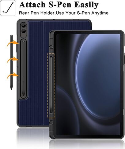 حافظة Soke Galaxy Tab S9 Plus/S9 FE+ Plus مع حامل قلم S [SM-X610/X616B/X810/X816B/X818U] - حافظة قابلة للطي ذكية مقاومة للصدمات، غطاء خلفي ناعم من مادة TPU لجهاز Samsung Galaxy Tablet S9+ 12.4 بوصة، أسود in Kuwait