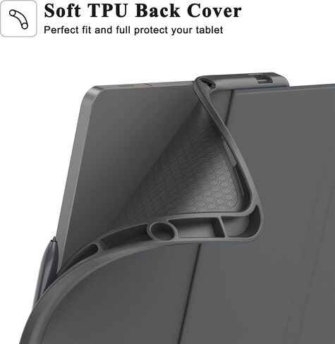 حافظة Soke Galaxy Tab S9 Plus/S9 FE+ Plus مع حامل قلم S [SM-X610/X616B/X810/X816B/X818U] - حافظة قابلة للطي ذكية مقاومة للصدمات، غطاء خلفي ناعم من مادة TPU لجهاز Samsung Galaxy Tablet S9+ 12.4 بوصة، أسود in Kuwait