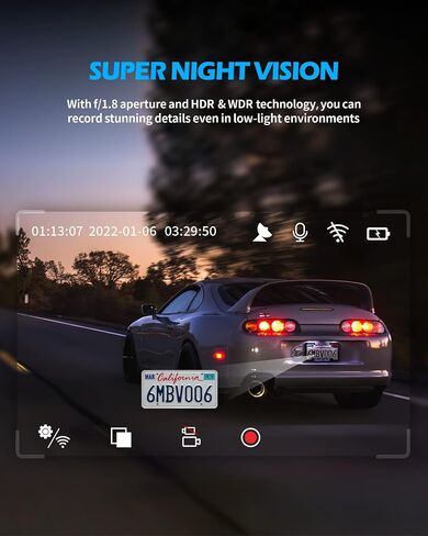 كاميرا قياس O2 4K، كاميرا داش 2160P UHD للسيارات المزودة بتقنية 5G WiFi وGPS مدمجة، مستشعر G، رؤية ليلية، WDR، وضع ركن السيارة، زاوية واسعة 170 درجة، دعم 512 جيجابايت بحد أقصى in Saudi Arabia