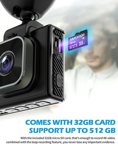 كاميرا قياس O2 4K، كاميرا داش 2160P UHD للسيارات المزودة بتقنية 5G WiFi وGPS مدمجة، مستشعر G، رؤية ليلية، WDR، وضع ركن السيارة، زاوية واسعة 170 درجة، دعم 512 جيجابايت بحد أقصى in Saudi Arabia