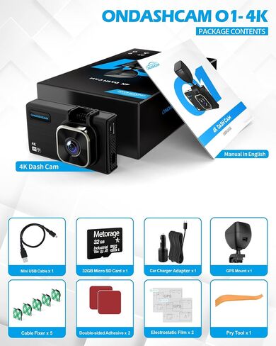 كاميرا قياس O2 4K، كاميرا داش 2160P UHD للسيارات المزودة بتقنية 5G WiFi وGPS مدمجة، مستشعر G، رؤية ليلية، WDR، وضع ركن السيارة، زاوية واسعة 170 درجة، دعم 512 جيجابايت بحد أقصى in Saudi Arabia