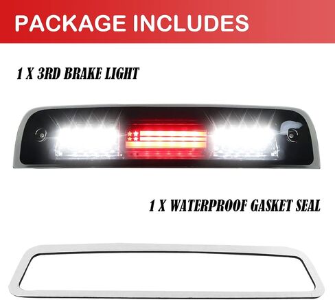 Third 3rd Brake Light Fit for Dodge Ram 1500 2500 3500 2009-2017 Cargo Light LED High Mount Stop Light with Gasket, Smoke Lens in Kuwait