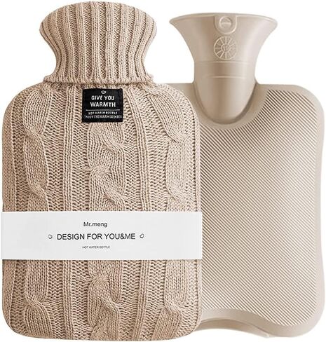 Small Cute Hot Water Bottle with Knit Cover, 1L Hot Water Bag for Children, Hot and Cold Compress, Hand Feet Warmer, Neck and Shoulder Pain Relief in Kuwait