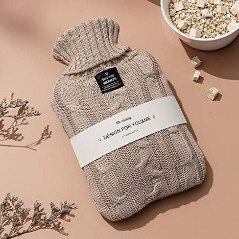 Small Cute Hot Water Bottle with Knit Cover, 1L Hot Water Bag for Children, Hot and Cold Compress, Hand Feet Warmer, Neck and Shoulder Pain Relief in Kuwait