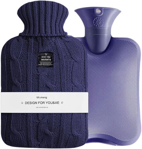 Small Cute Hot Water Bottle with Knit Cover, 1L Hot Water Bag for Children, Hot and Cold Compress, Hand Feet Warmer, Neck and Shoulder Pain Relief in Kuwait