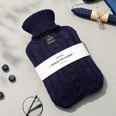 Small Cute Hot Water Bottle with Knit Cover, 1L Hot Water Bag for Children, Hot and Cold Compress, Hand Feet Warmer, Neck and Shoulder Pain Relief in Kuwait