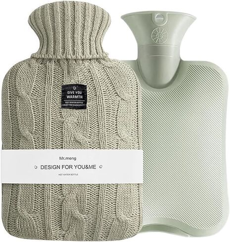 Small Cute Hot Water Bottle with Knit Cover, 1L Hot Water Bag for Children, Hot and Cold Compress, Hand Feet Warmer, Neck and Shoulder Pain Relief in Kuwait